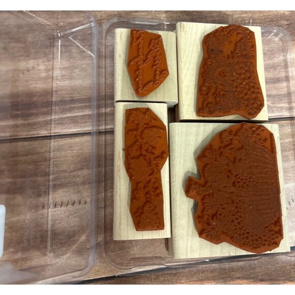 HTF Stampin Up Thanksgiving Blessings Rubber Stamp Set Vintage FALL - Picture 4 of 4